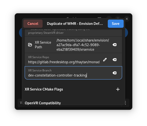 Repo and Branch adjusted for controller tracking WMR adjusted settings